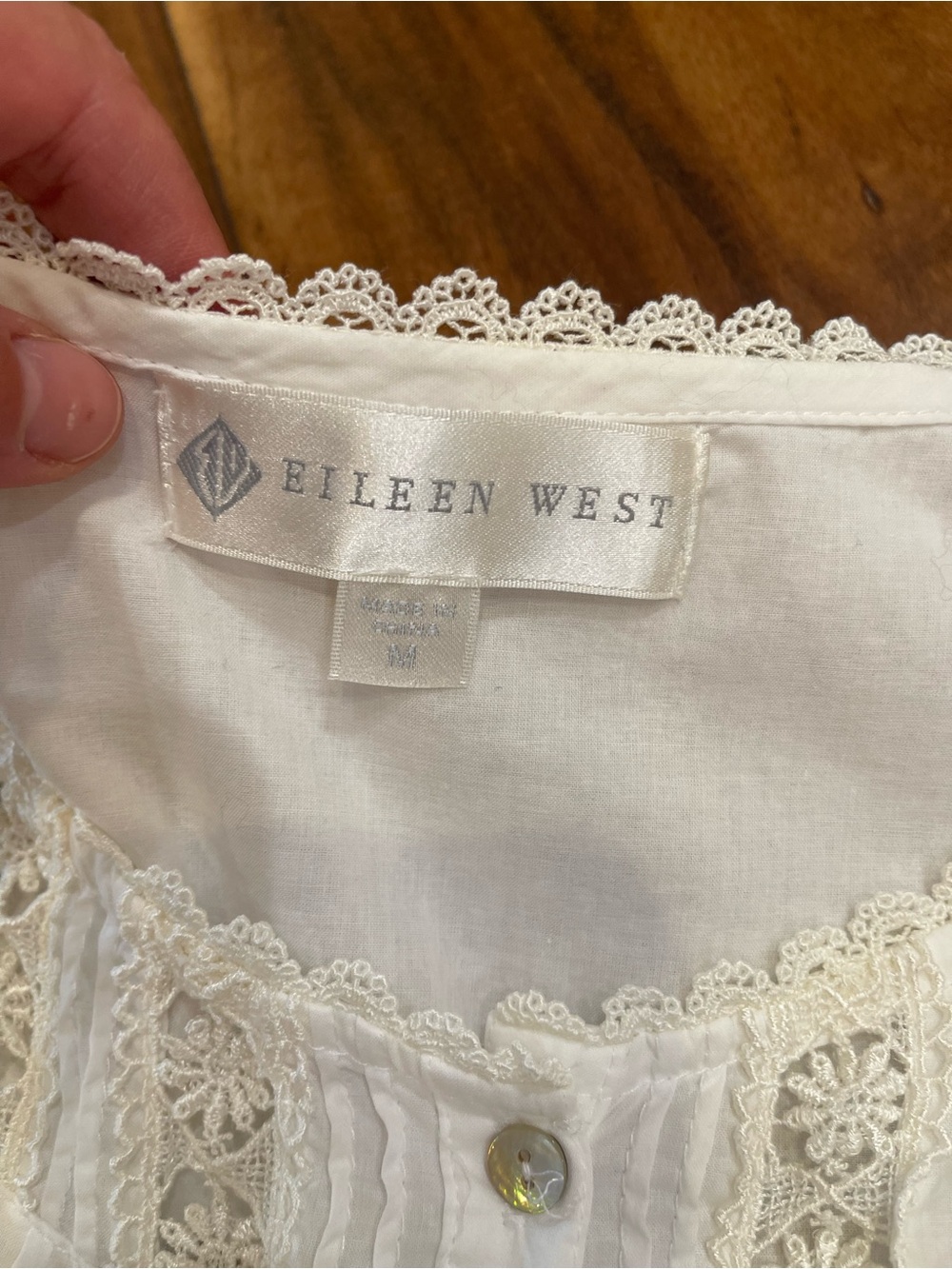 Eileen West Heirloom Dream White Cotton long sleeve gown size M cottagecore lace - Picture 4 of 8